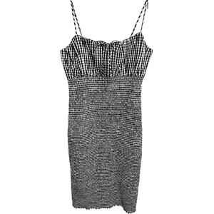 NWT J‎ Crew Smocked Milkmaid Cottagecore Feminine Dress Black Gingham Size 6